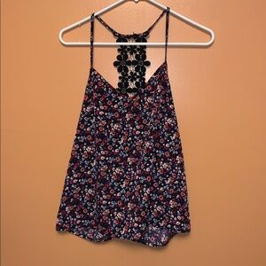 Floral Black and Red Women's Top